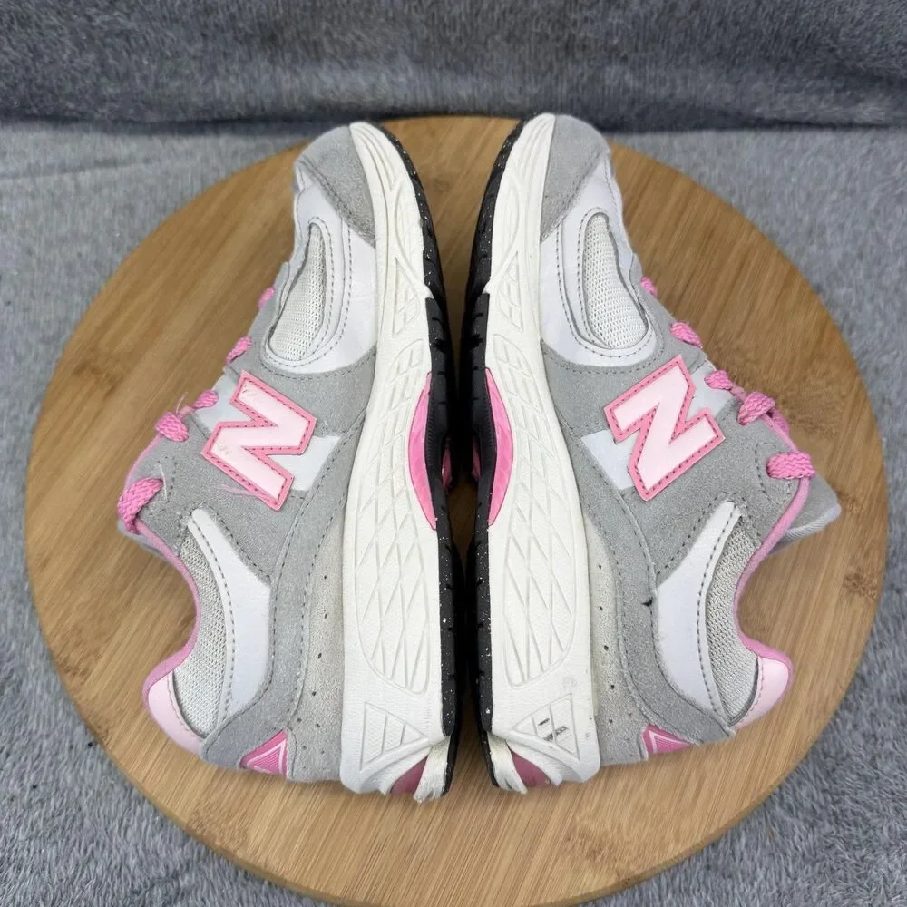 New Balance 2002R Shoes Girls Size 3 Pink Gray Suede Athletic Running Sneakers